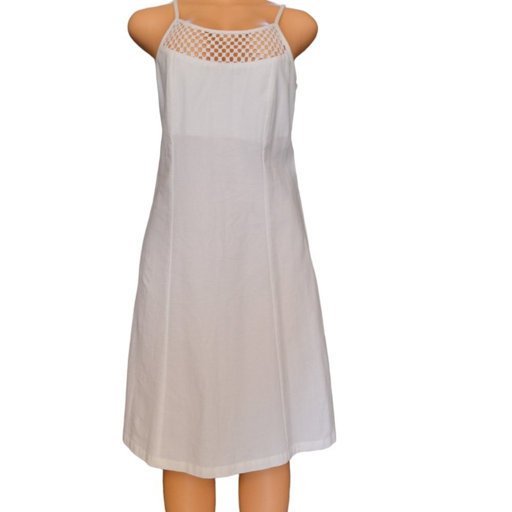 Cuco Mexico Class White Ivory Mesh Dress Spaghetti Straps Cotton Size M - L NWOT